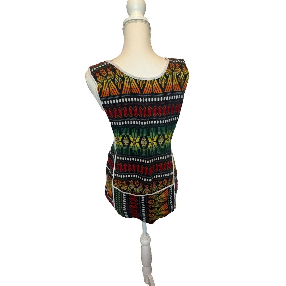 Vintage Handmade Guatemalan Hand Woven Apron Pocket Vest Colorful - Picture 6 of 8
